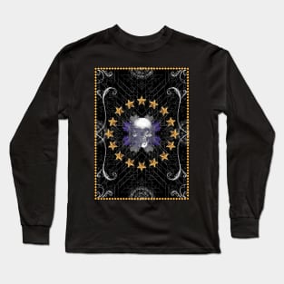 Black triangles abstract tribal pattern with a skull Long Sleeve T-Shirt